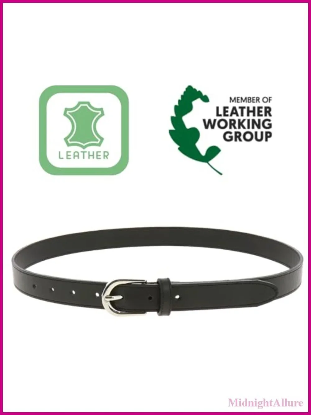 Italian Full-Grain Leather Belt Slim 1 Inch Polished Brass Buckle
